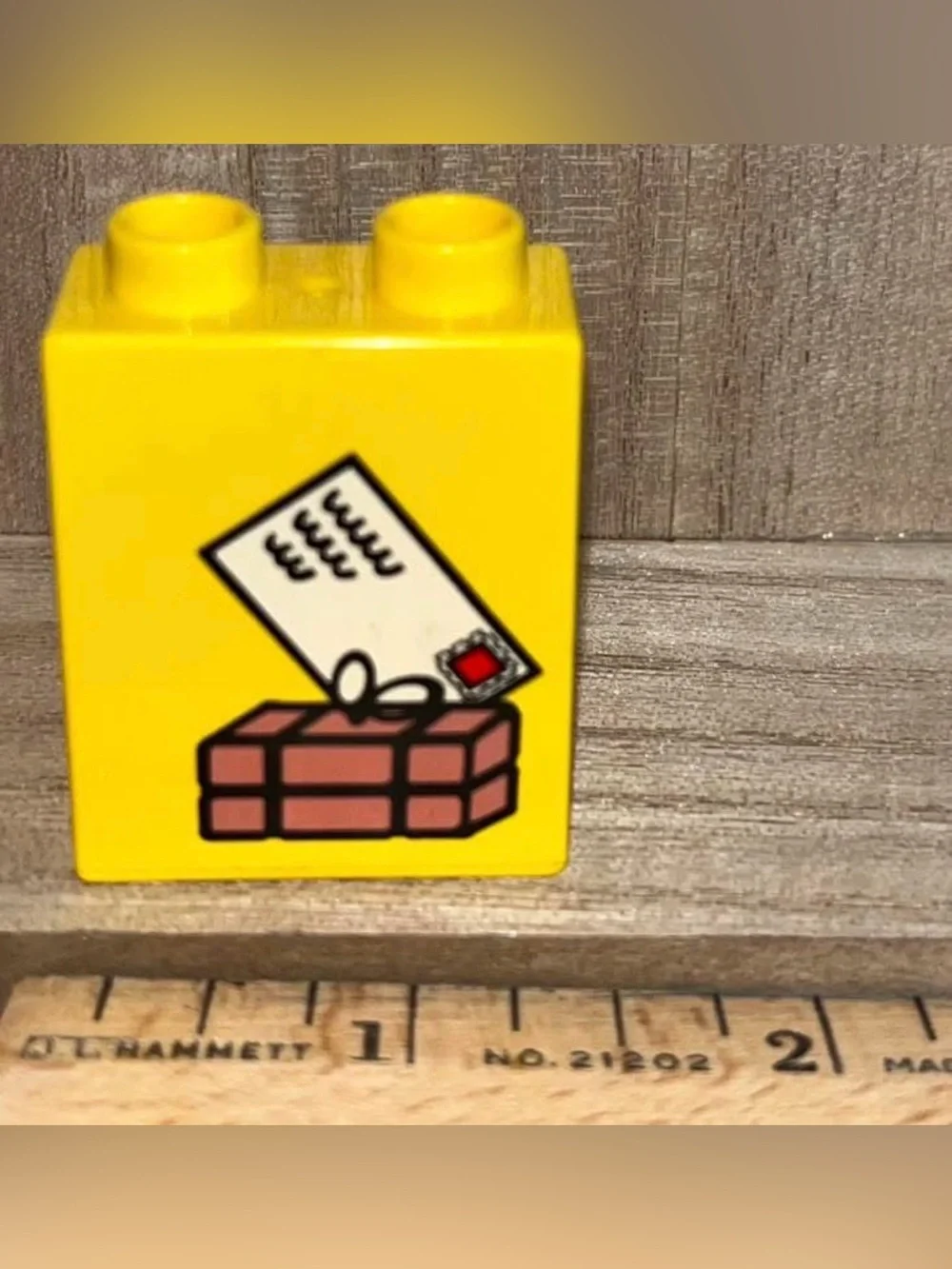 Rare Lego Duplo Mail Packages Mailman Delivery Specialty Printed Block Yellow